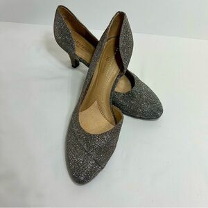 Naturalizer Kitten  Heels Pumps  Sz 6 Sparkle Silver And Gold